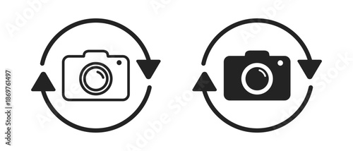 Camera Flip and Rotate Icon, Vector Symbols for Mobile, Smartphone, and App Interface, Front and Back Photo or Video Switch