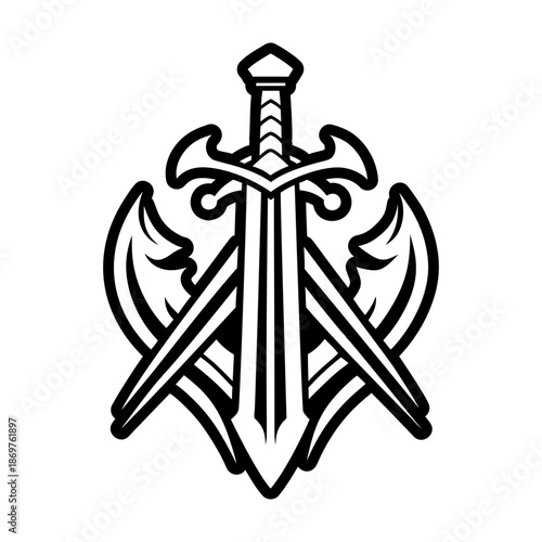 Glyph Style Antique Sword Logos