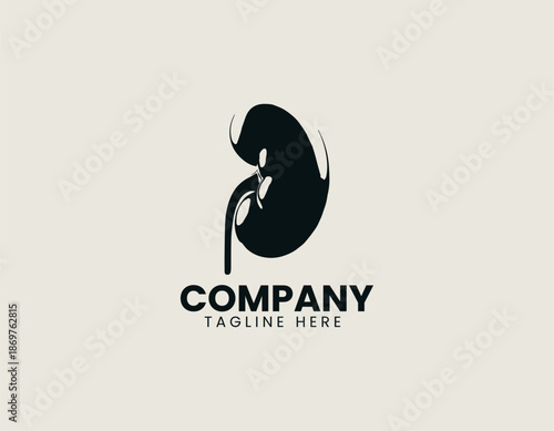 kidney black vector logo illustration