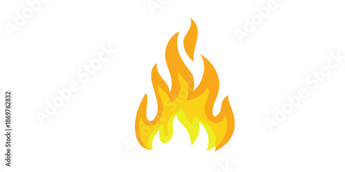 Vibrant flame on white background with black borders