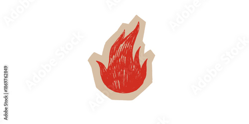 Vibrant red flame icon on white background