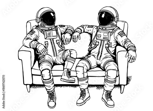 Astronauts on a sofa