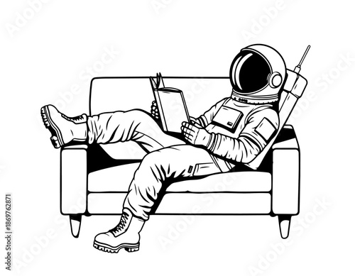  Astronaut's reading a book
