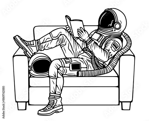  Astronaut's reading a book