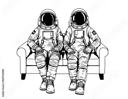 Astronauts on a sofa
