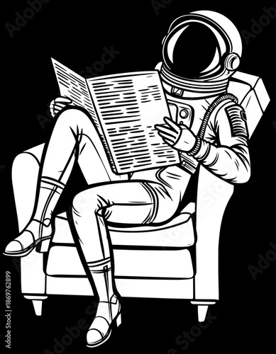  Astronaut's reading a newspaper