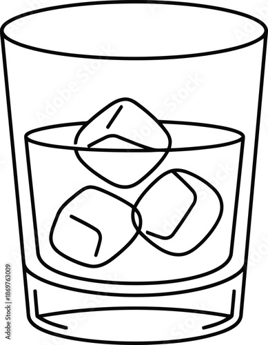 Glass of water with ice cubes