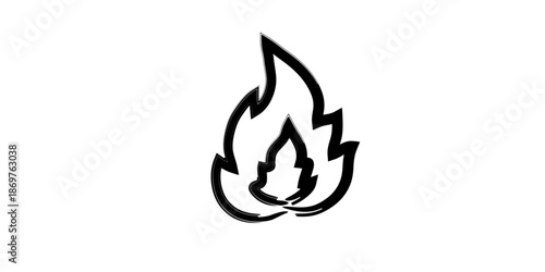 Stylish flame icon for passion and energy concepts