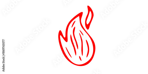 Vibrant red flame icon on clean white background