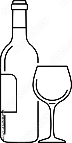 Wine bottle and glass illustration