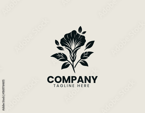Butterfly pea flower black vector logo illustration