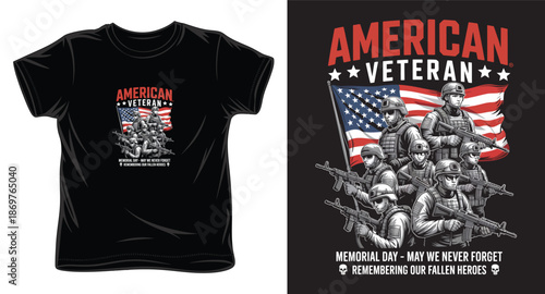 American veteran soldiers with flag memorial day remembering our fallen heroes