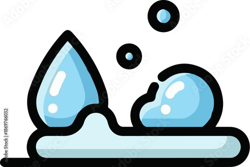 Stylized representation of water droplet and bubbles, clean graphic design