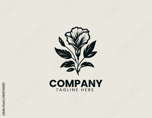 Butterfly pea flower black vector logo illustration