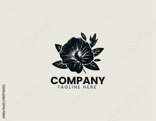 Butterfly pea flower black vector logo illustration