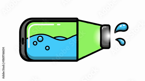Stylized illustration of a phone pouring liquid with splashing drops