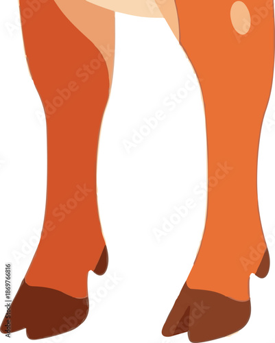 Stylized illustration of a pair of deer legs with hooves, against a white background