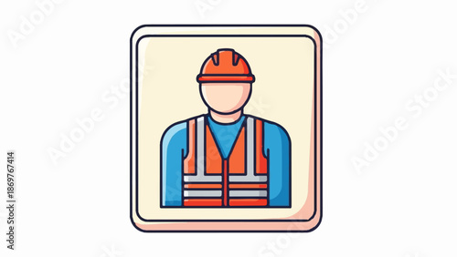 Stylized illustration of a construction worker, a person wearing safety gear