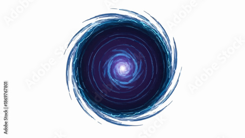 Swirling vortex of deep blues and purples, resembling a portal or cosmic phenomenon