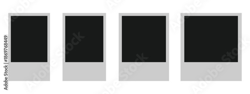 Set of Vintage Instant Photo Frames, Overlapping Blank Frames with White Borders, Isolated Vector Mockup for Collage, Album, Banner, and Gallery Design