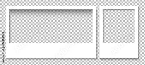 Realistic Polaroid Style Photo Frame Set with Empty Picture Templates and Soft Shadow Vector Illustration on Transparent Background