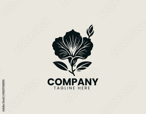 Butterfly pea flower black vector logo illustration