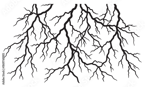 Lightning Bolt with Roots Clipart - Thunderstorm Graphics & Electric Lightning Designs