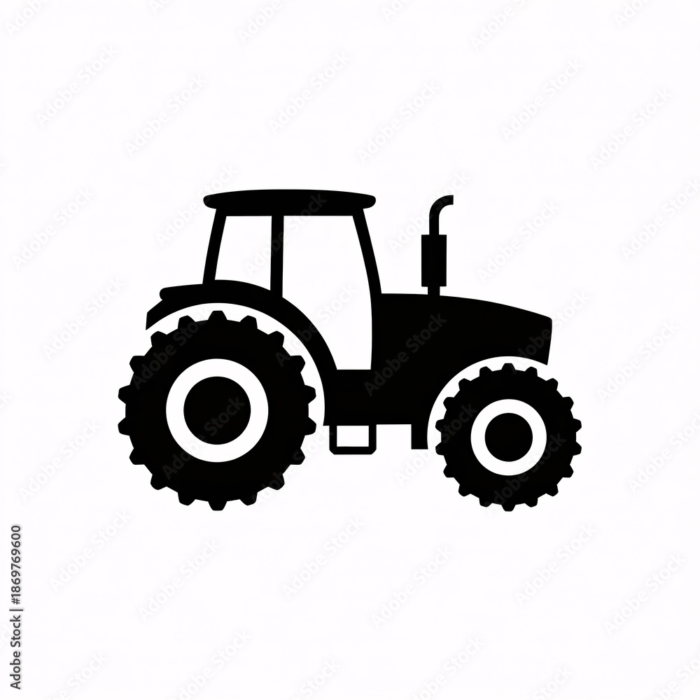 Obraz premium Tractor silhouette with large wheels and cabin