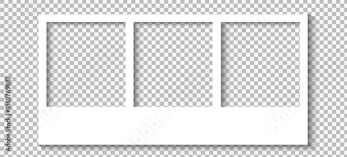 Realistic Polaroid Style Photo Frame Set with Empty Picture Templates and Soft Shadow Vector Illustration on Transparent Background