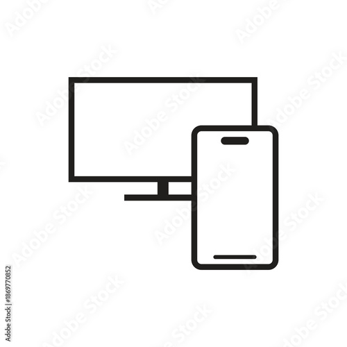 Smartphone Desktop Monitor Connection Glyph Icon