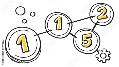 Infographic flowchart with numbered steps on black background