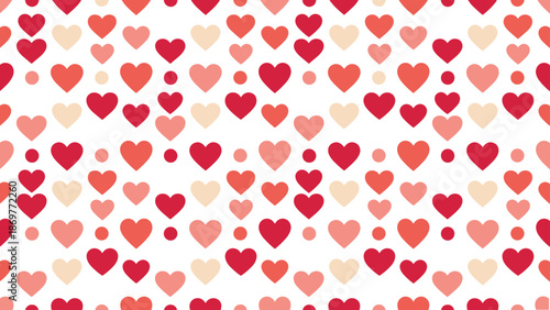 Repeating heart and dot pattern, romantic background design, Valentine’s Day theme, love celebration texture, flat vector illustration