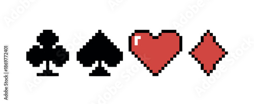 Pixel Art Playing Card Suits
