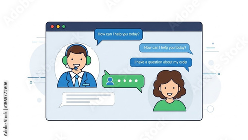 Customer support chat interface with agent and client conversation