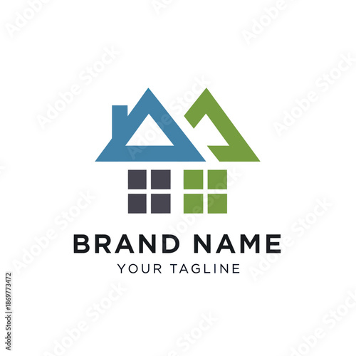 Stylized House Logo Design Template.