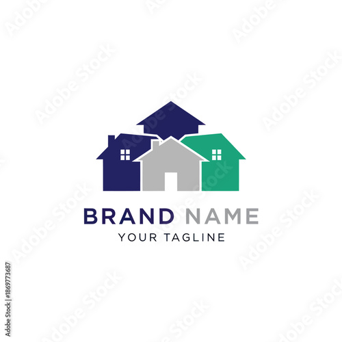 Houses Logo Template with Brand Name Placeholder.