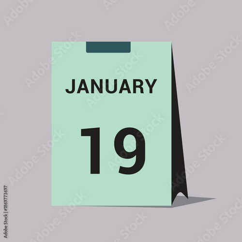 19 january calendar date icon minimal desk calendar vector illustration