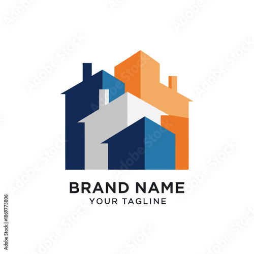 Colorful House Logo Design Template.