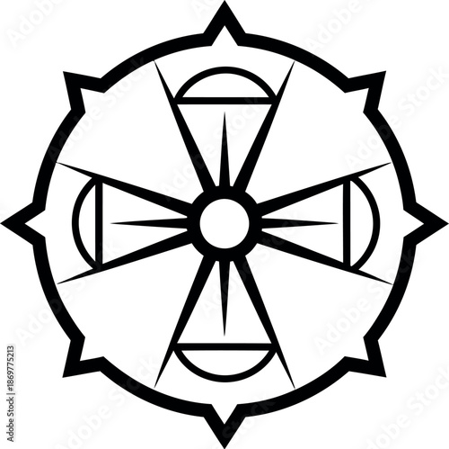 Stylized dharma chakra symbol