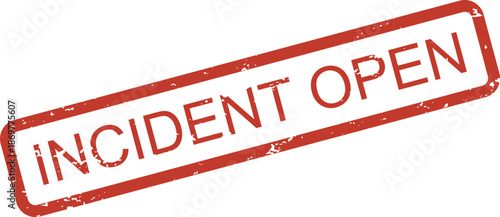 Incident Open Rubber Stamp Vector – Red Grunge Cyber Alert Label