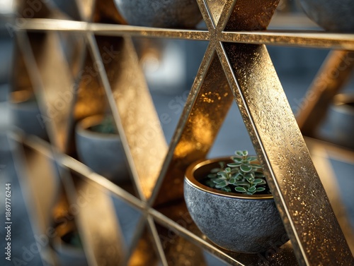 Indoor Cactus in Sleek Metal Frame - Minimalist Home Decor