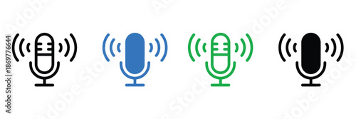 Colorful microphone icons for podcasting and voice recording technology
