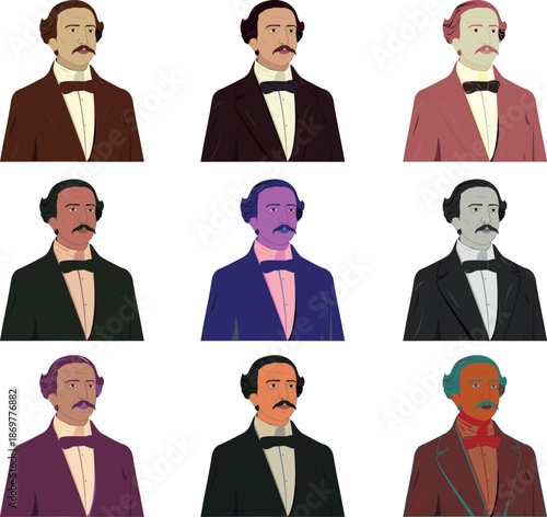 Juan Pablo Duarte is illustrated in different types of art and styles 