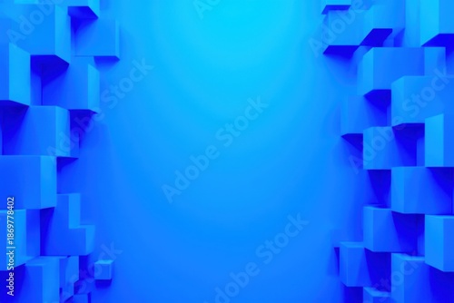 A blue room with a blue wall and blue cubes