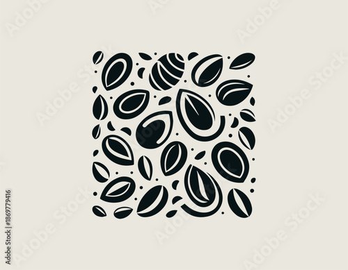 Brazil nuts black vector logo illustration