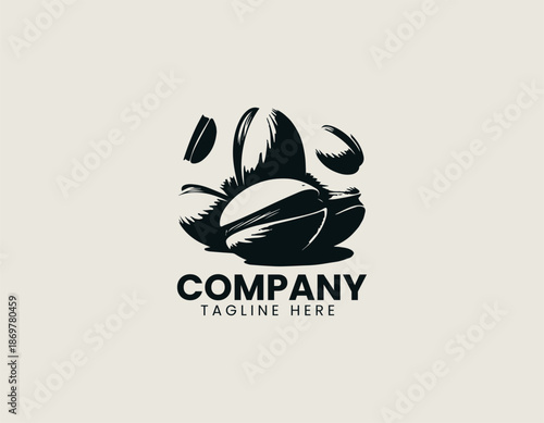 pistachio nuts black vector logo illustration