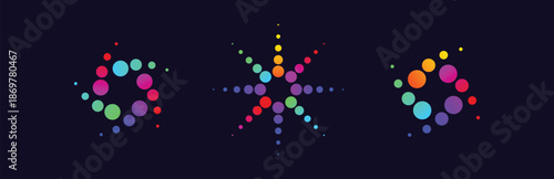 Modern Halftone Glow Logo Collection for Tech Companies, Digital Startups and Creative Businesses