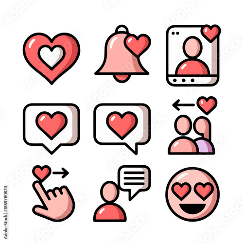 Valentine Dating & Social Love Icon Set – Minimal UI Symbols