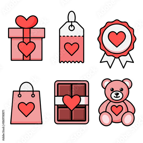 Valentine Gift & Sale Icon Set – Love Promotion Symbols