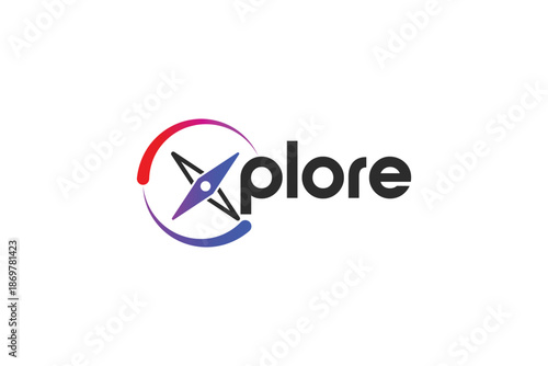 Explore logo with compass and circle design